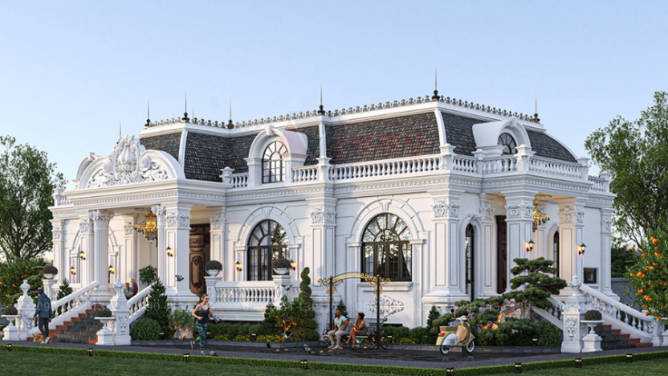 biệt thự 1 tầng tân cổ điển