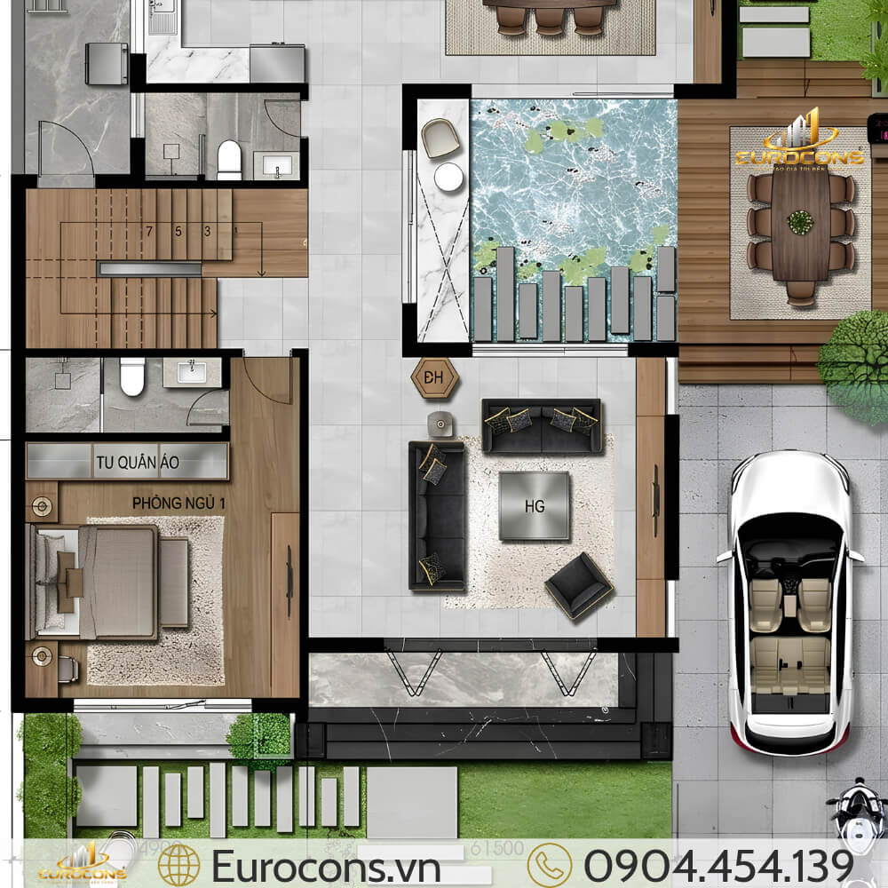 Mẫu Nhà Phố 2 Tầng 15x20m