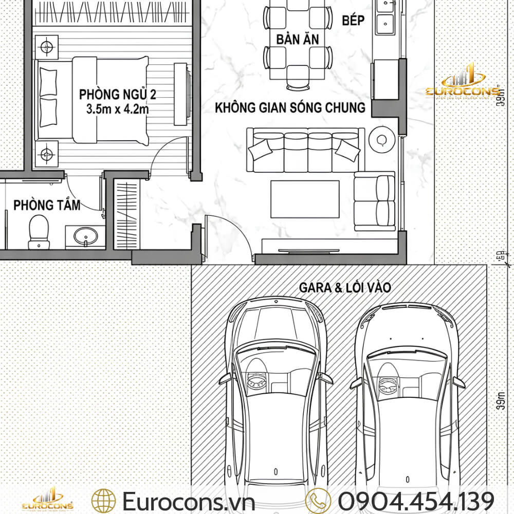 mẫu nhà phố có hồ bơi 7x15.5m