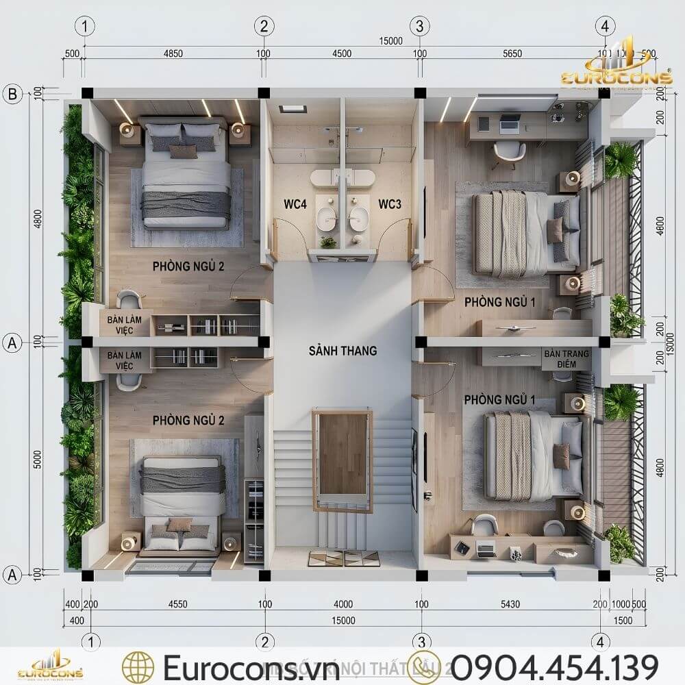 mẫu nhà phố 5x15m 2 tầng