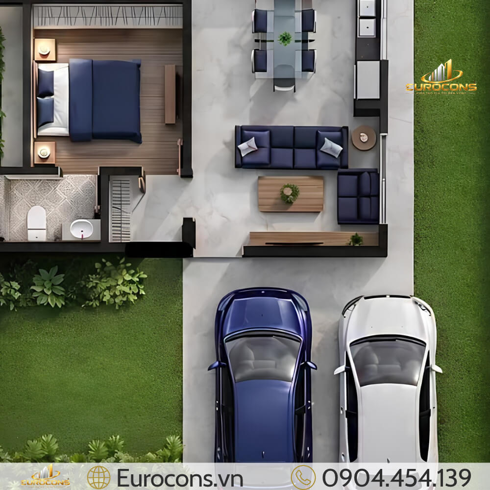 mẫu nhà phố có hồ bơi 7x15.5m