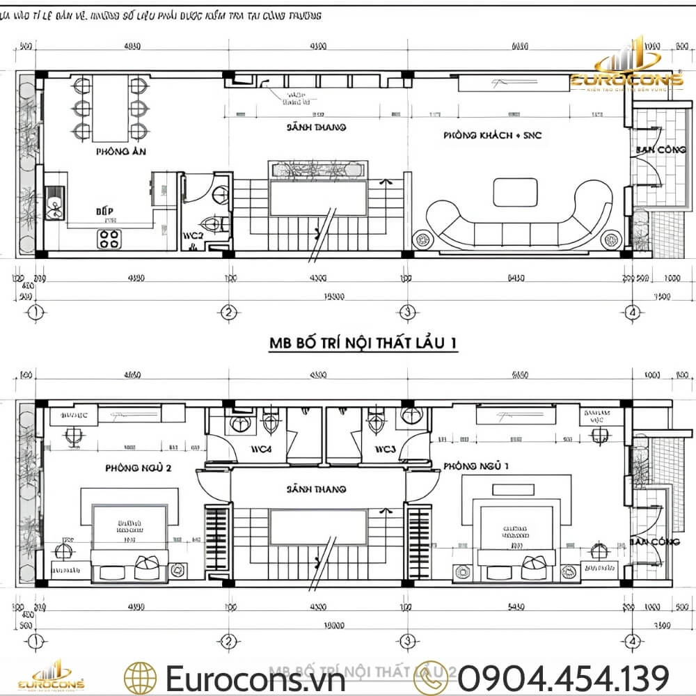 mẫu nhà phố 5x15m 2 tầng