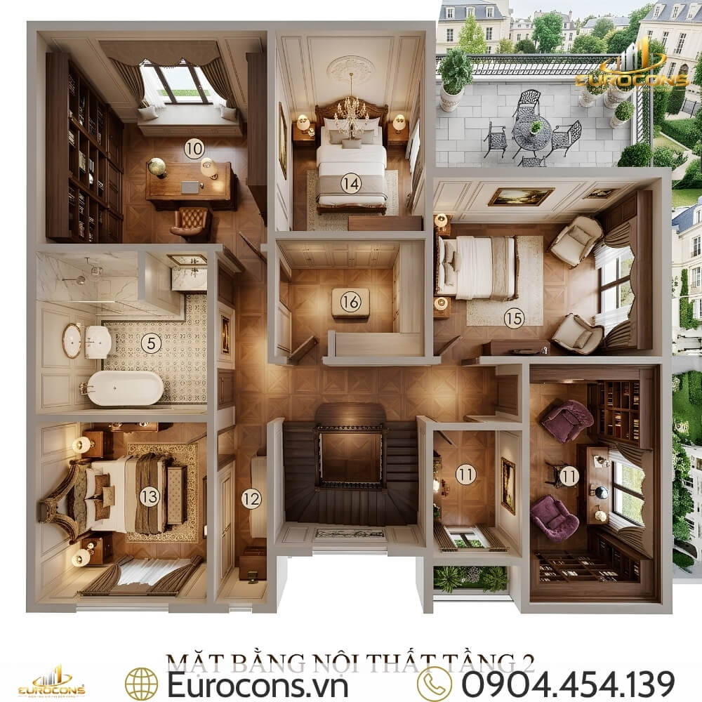 biệt thự 2 tầng châu âu 12x20m